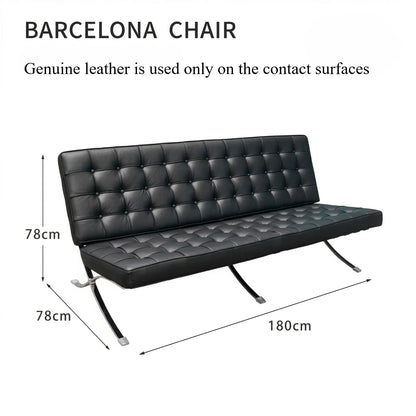 Silla Barcelona atemporal: diseño arquitectónico en cuero italiano y acero inoxidable 