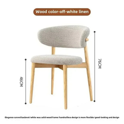 Nordic Light Luxury Dining Chair Minimalist Solid Wood Frame