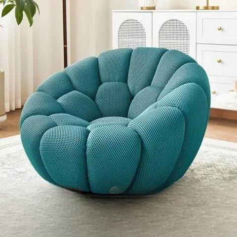 Bloom in Comfort – Pumpkin Puff Swivel Lounge Chair