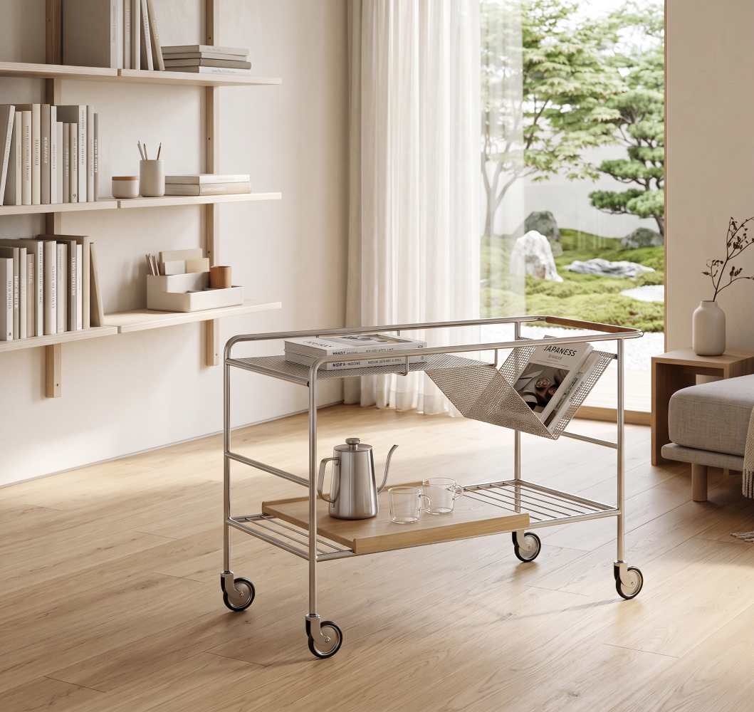 Stainless Steel Trolley – Nordic Modern Movable Rock Slab Side Table