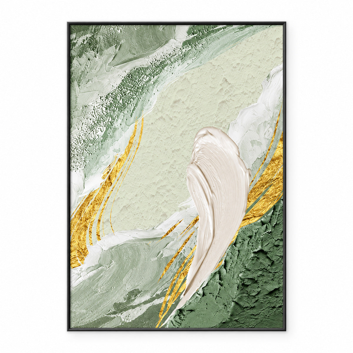 Arte da parete astratta e materica minimalista – Tela neutra con cornice in alluminio
