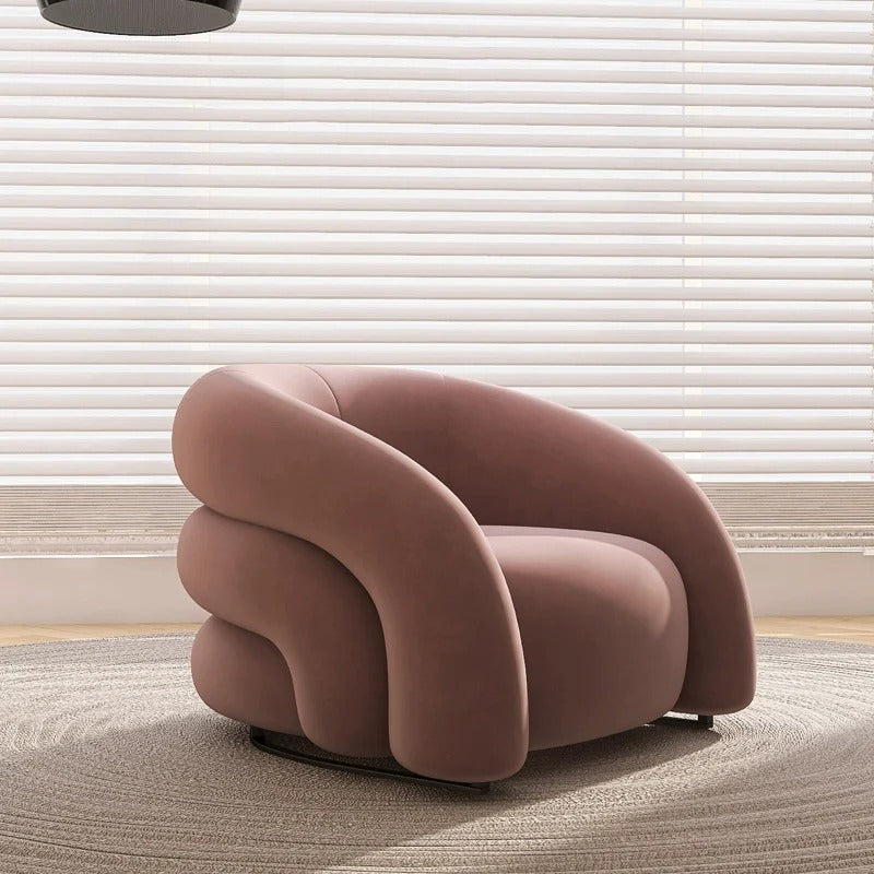 Designer Single Fabric Curved Armchair -Sleek And Comfortable Sofa