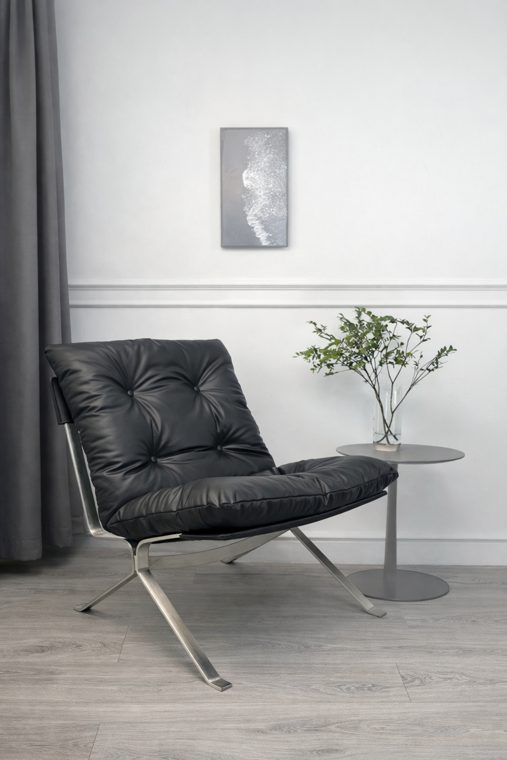 Sillón Omelette, réplica de sillón - Sillón Bauhaus de cuero italiano con respaldo ergonómico de 105° y patas de acero inoxidable
