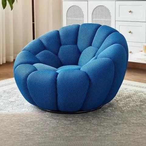 Bloom in Comfort – Pumpkin Puff Swivel Lounge Chair
