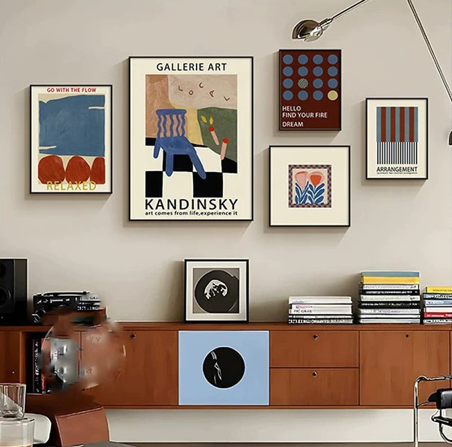Mid-Century Bauhaus Wall Art – Vibrant Dopamine Geometric Prints for Living Room & Bedroom