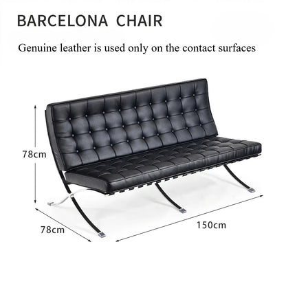 Silla Barcelona atemporal: diseño arquitectónico en cuero italiano y acero inoxidable 