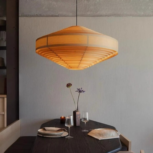 Bauhaus-Style 1003 Hans Pendant By Vaarnii– A Modern Revival of Pine Veneer & Warm Glow