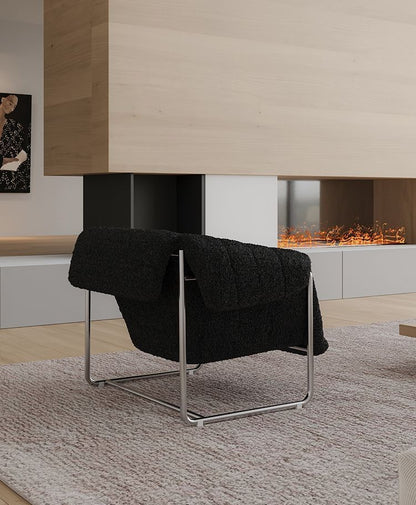 Sillón Bauhaus Bouclé — Sofá individual moderno de mediados de siglo para sala de estar