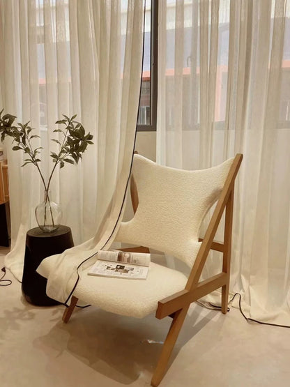 Solid Wood High-Back Lounge Chair — Minimalist Luxury & Creative Designer Style