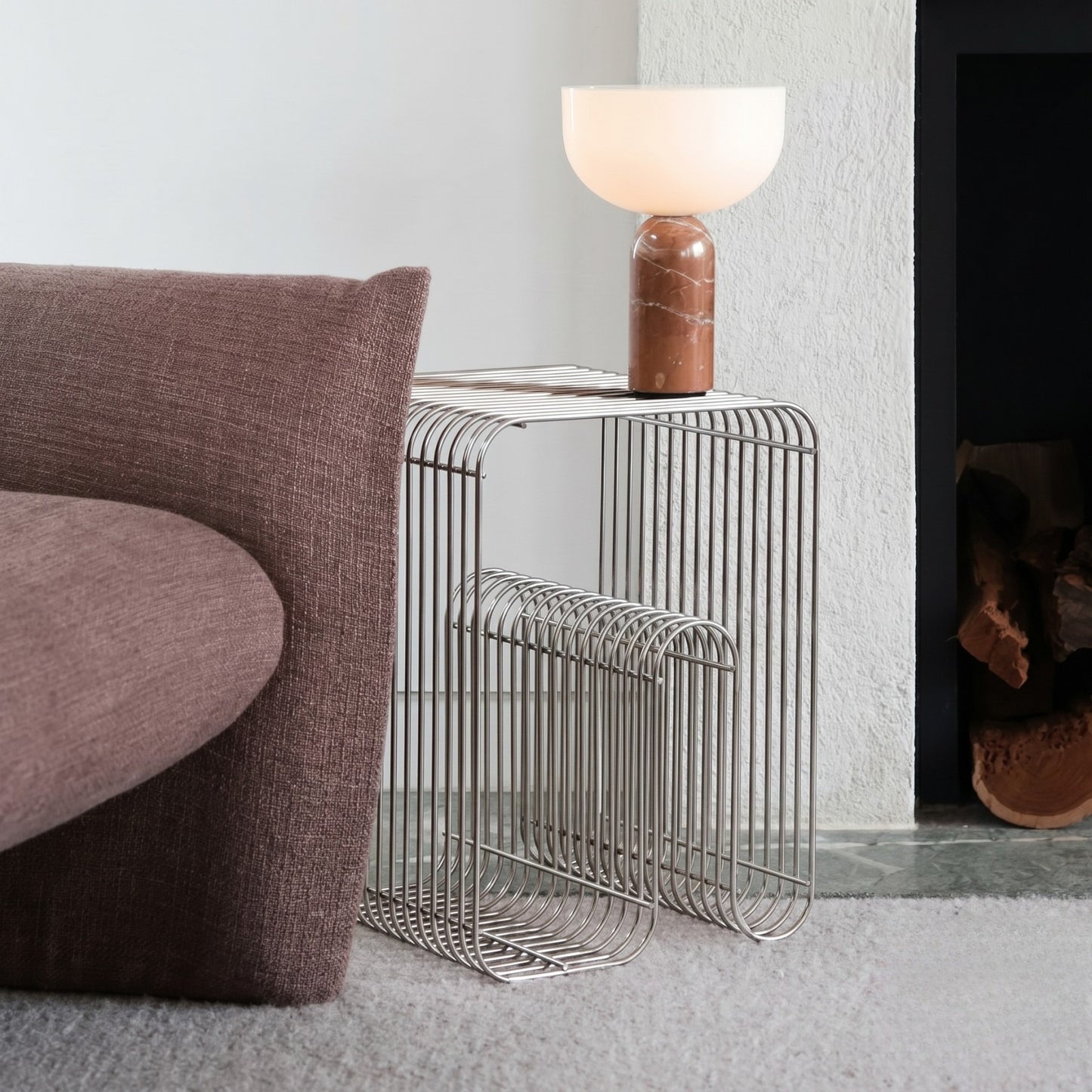 Minimalist Stainless Steel Wire Side Table – Geometry in Living