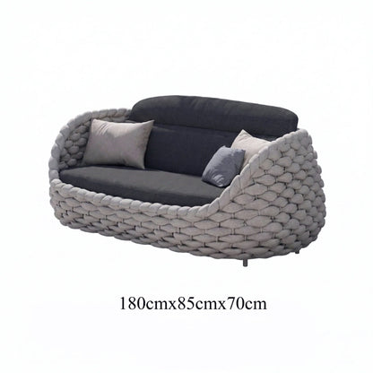 Rattan Sofa-Outdoor Wicker Patio Garden Sectional Furniture Set Loveseat for Balcony Villa