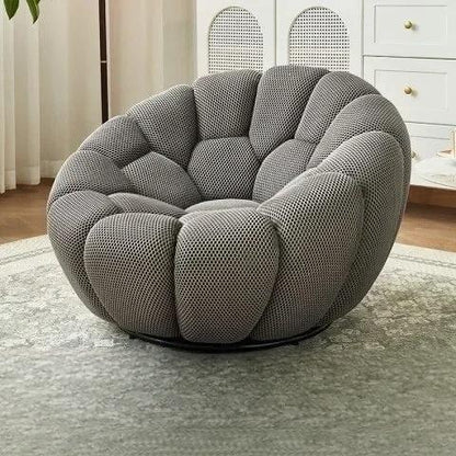 Bloom in Comfort – Pumpkin Puff Swivel Lounge Chair