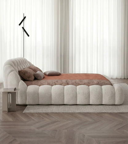 Roche Bobois-Style Football Bed — Premium Teddy Fabric for Wabi-Sabi Master Bedrooms