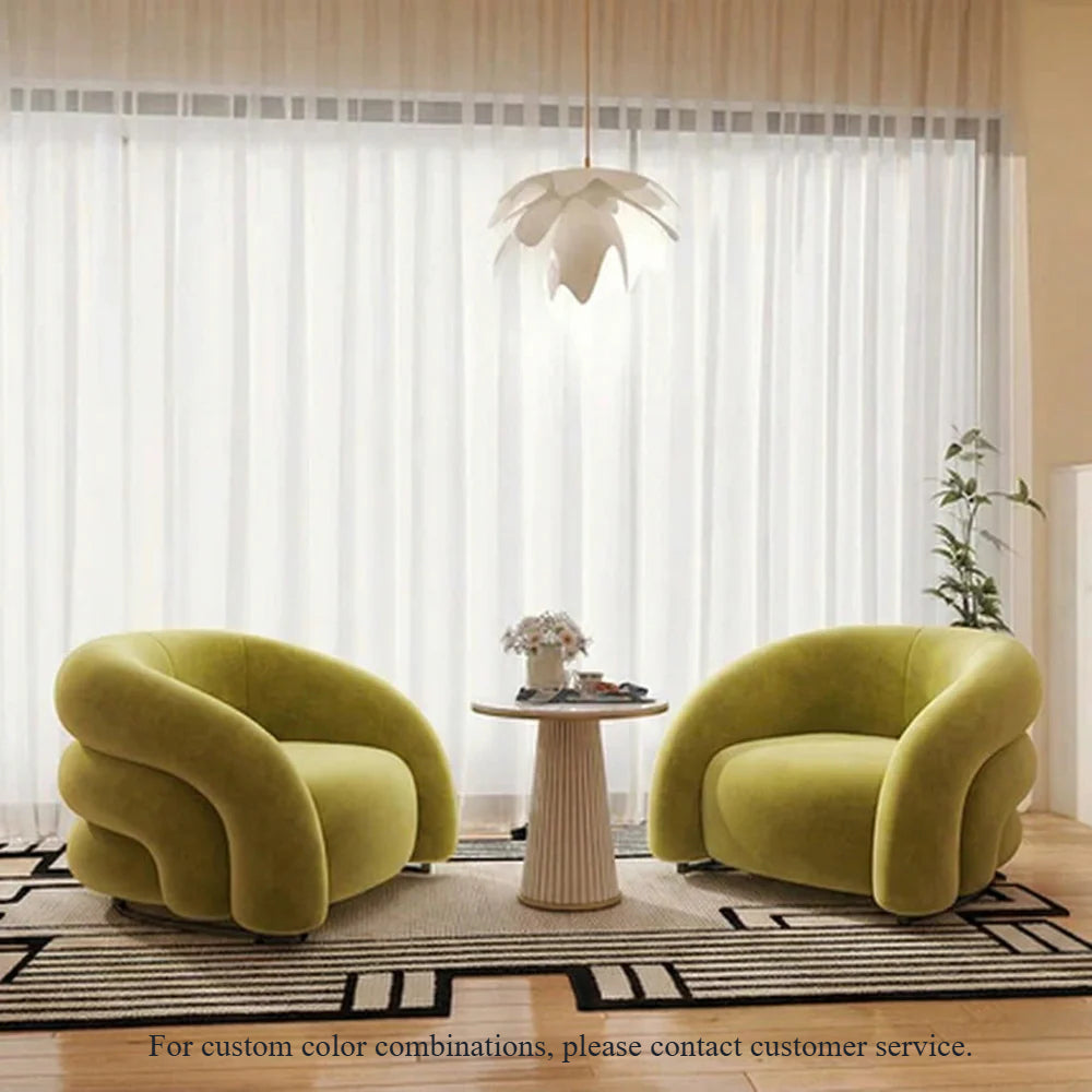 Sillón curvo de tela de diseño: un sofá elegante y cómodo 