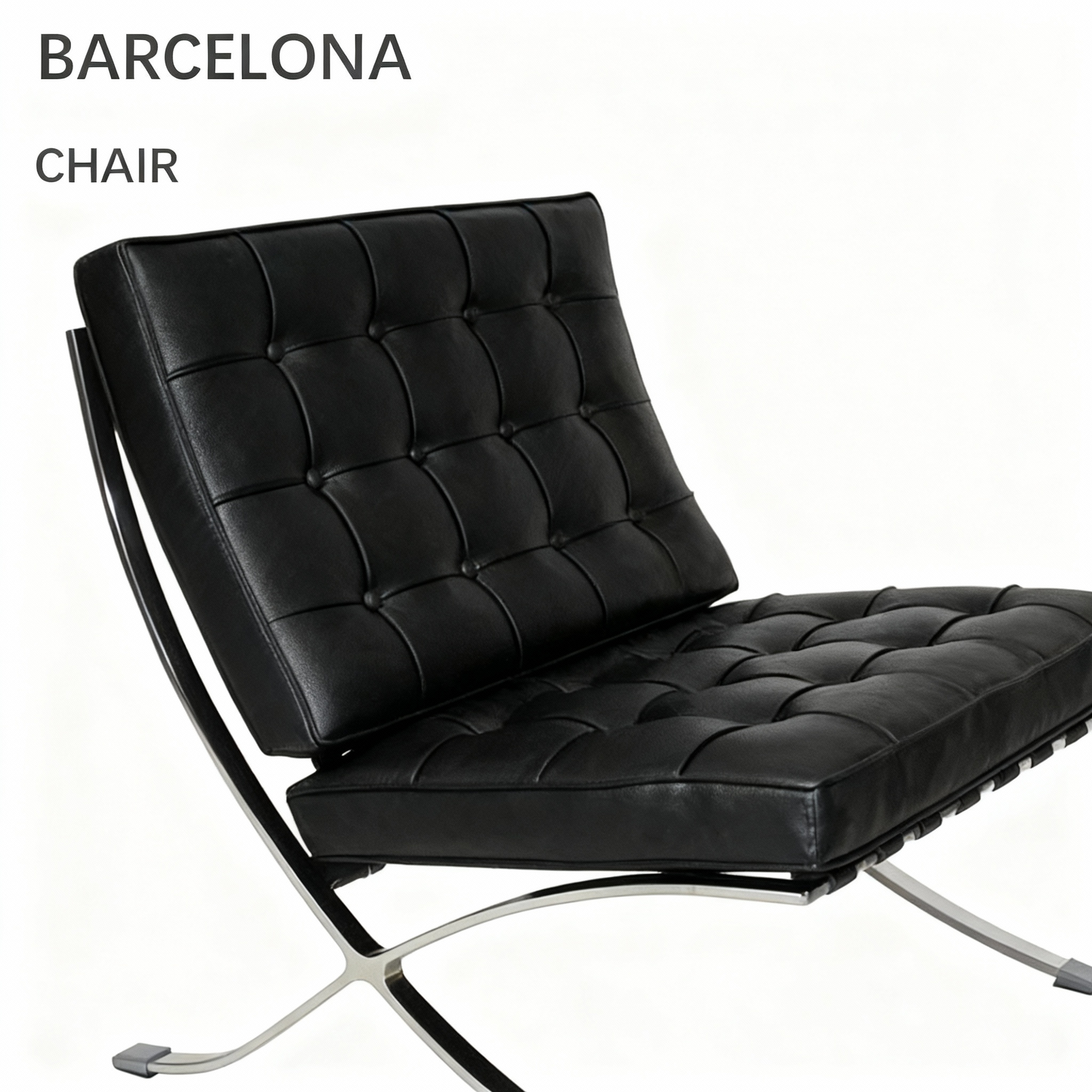 Silla Barcelona atemporal: diseño arquitectónico en cuero italiano y acero inoxidable 