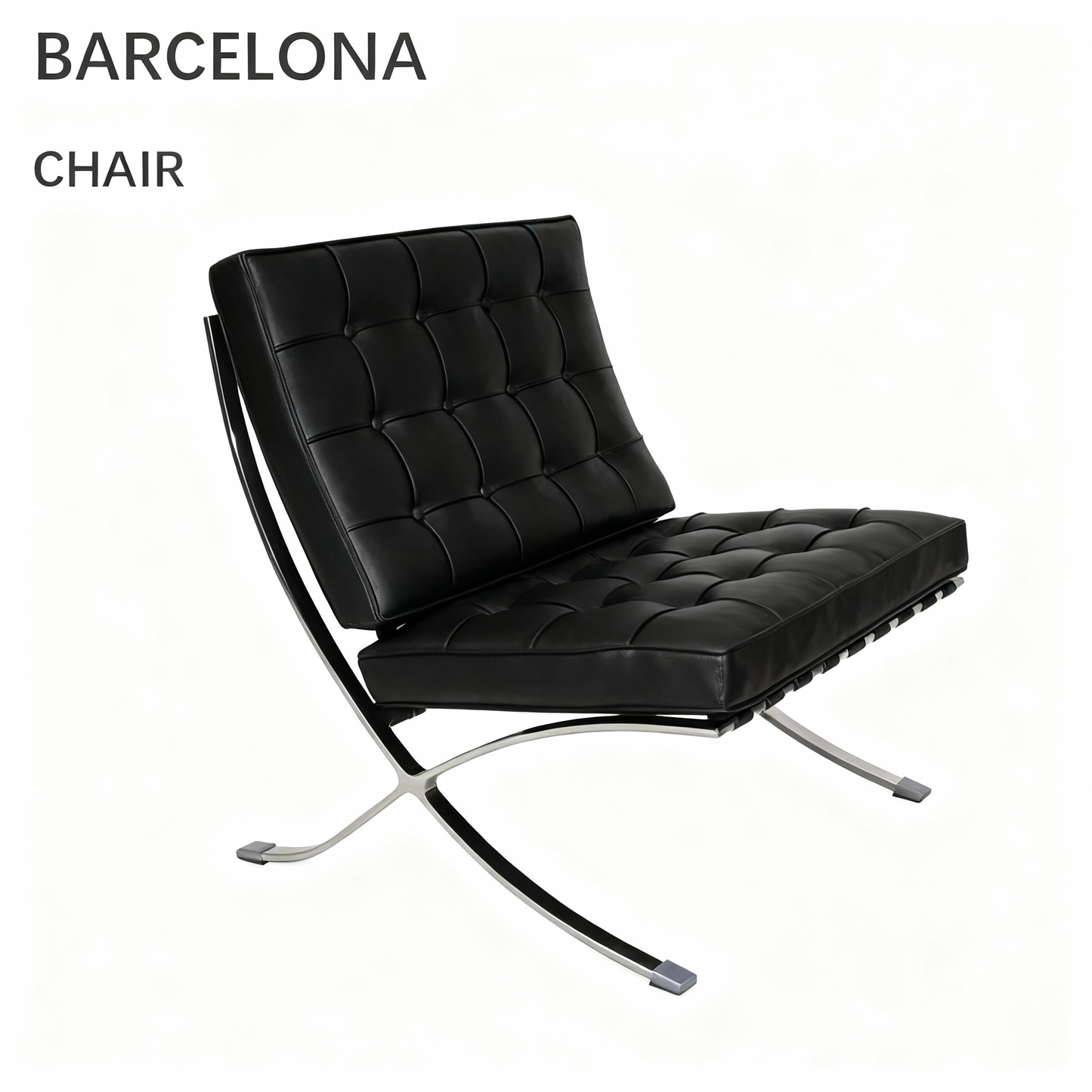 Silla Barcelona atemporal: diseño arquitectónico en cuero italiano y acero inoxidable 