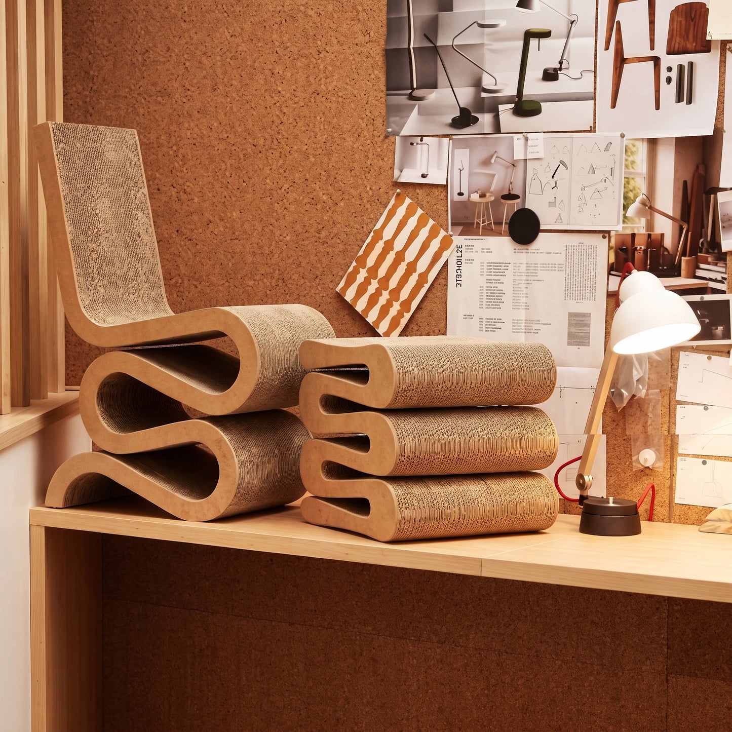 Corrugated Cardboard Wiggle Chair — A Creative Fusion of Eco-Design and Modern Form