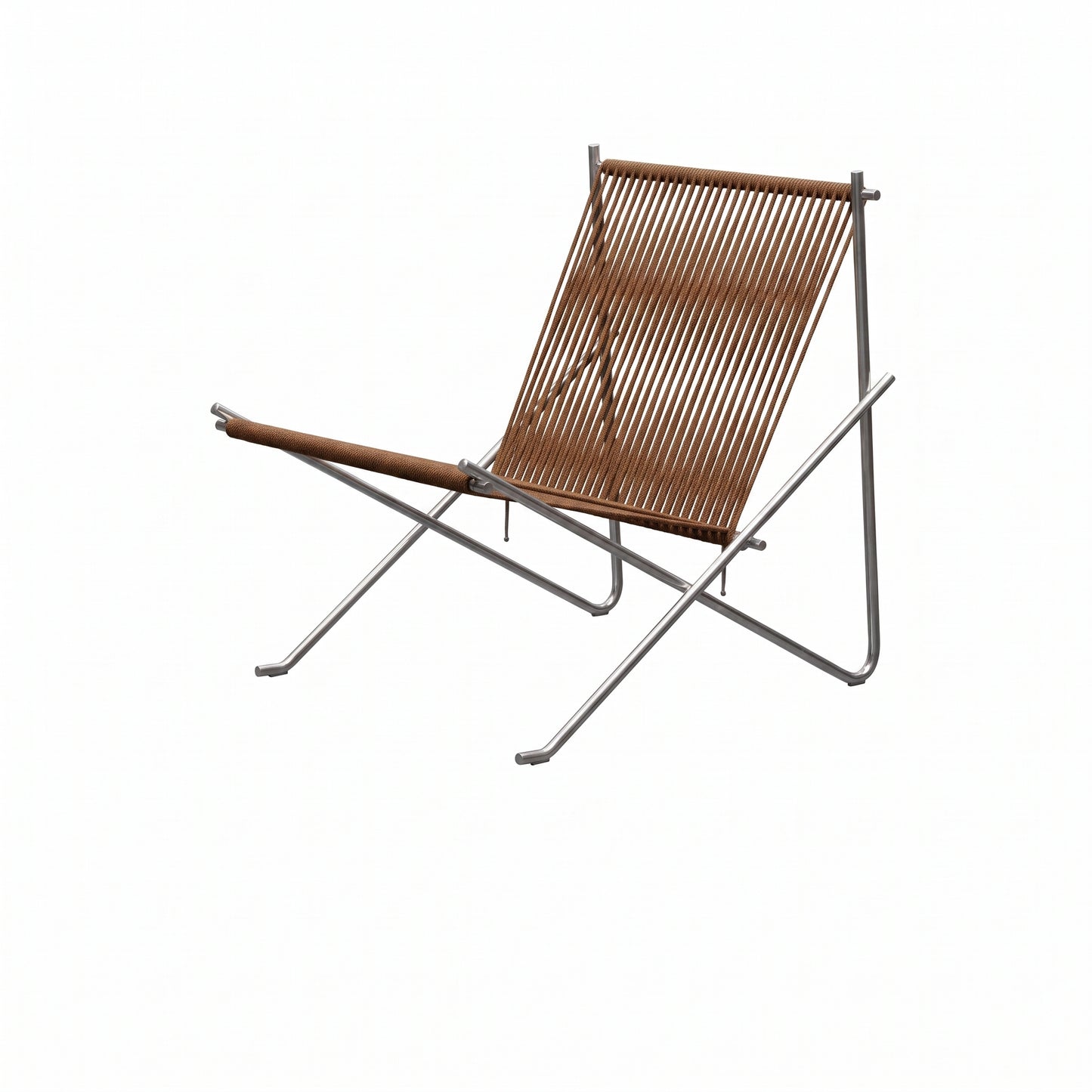 PK4 Lounge Chair Replica – Minimalist Woven Cord & Stainless Steel Design