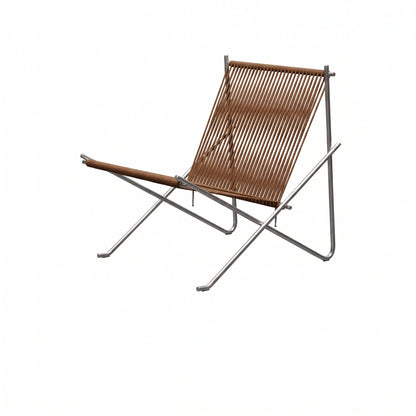 PK4 Lounge Chair Replica – Minimalist Woven Cord & Stainless Steel Design
