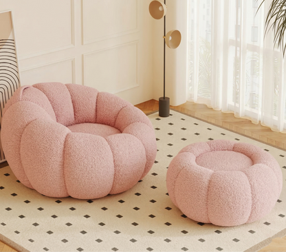 Pumpkin Bliss: sillón reclinable de suelo color crema para dormitorios y balcones acogedores