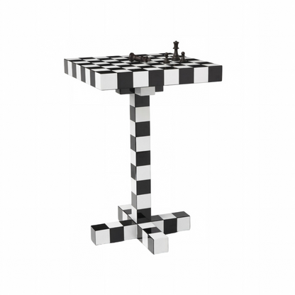 Red and Blue Chair & Memphis Chess Side Table – Minimalist Master Design for Artistic Leisure