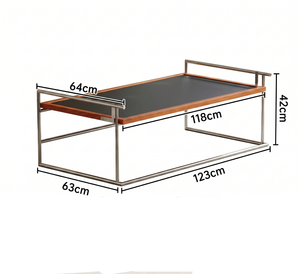 Mesa de centro estilo Bauhaus con estructura de acero inoxidable: moderna mesa auxiliar que ahorra espacio 