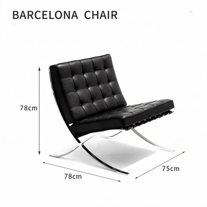 Silla Barcelona atemporal: diseño arquitectónico en cuero italiano y acero inoxidable 