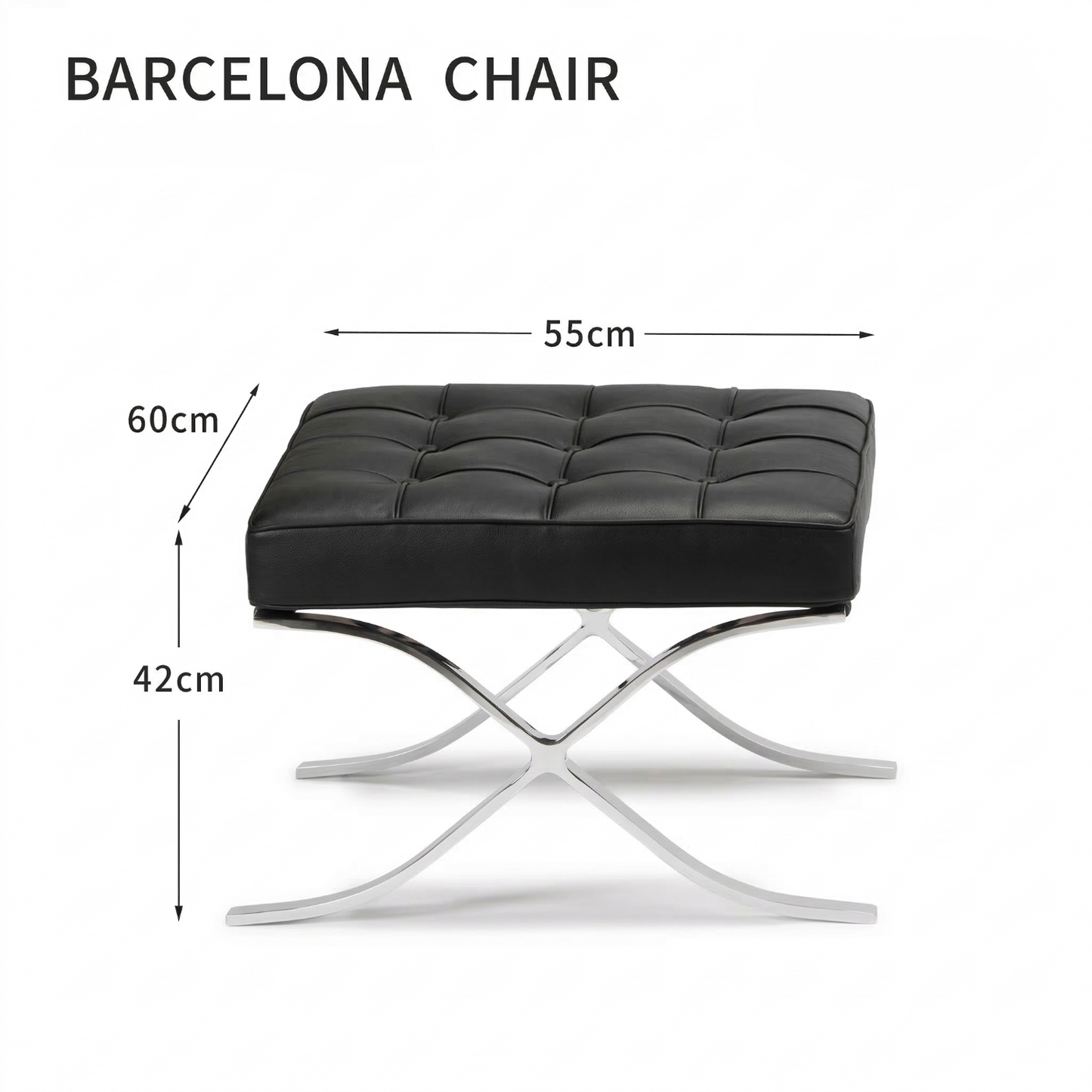 Silla Barcelona atemporal: diseño arquitectónico en cuero italiano y acero inoxidable 