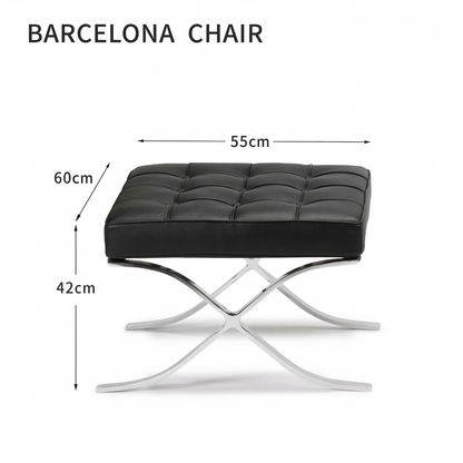 Silla Barcelona atemporal: diseño arquitectónico en cuero italiano y acero inoxidable 