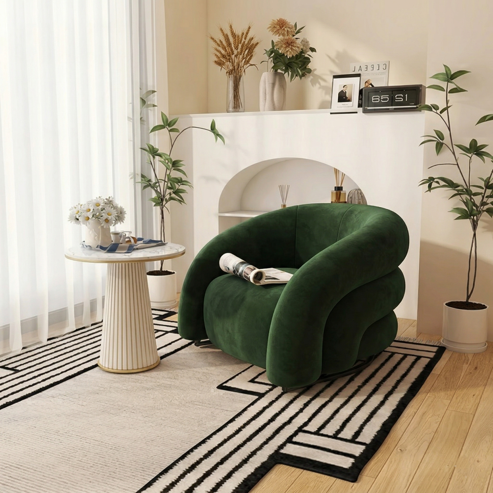 Sillón curvo de tela de diseño: un sofá elegante y cómodo 