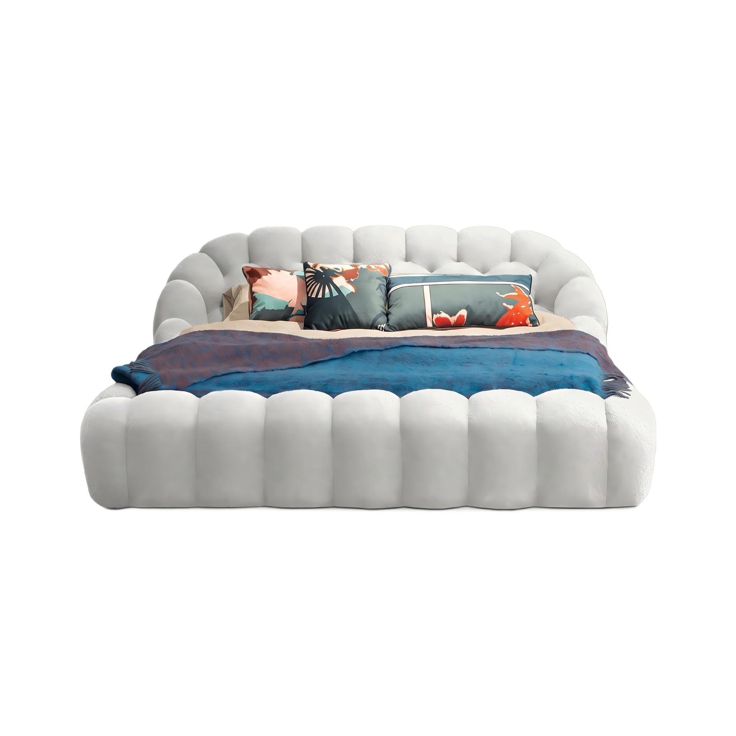 Roche Bobois-Style Football Bed — Premium Teddy Fabric for Wabi-Sabi Master Bedrooms