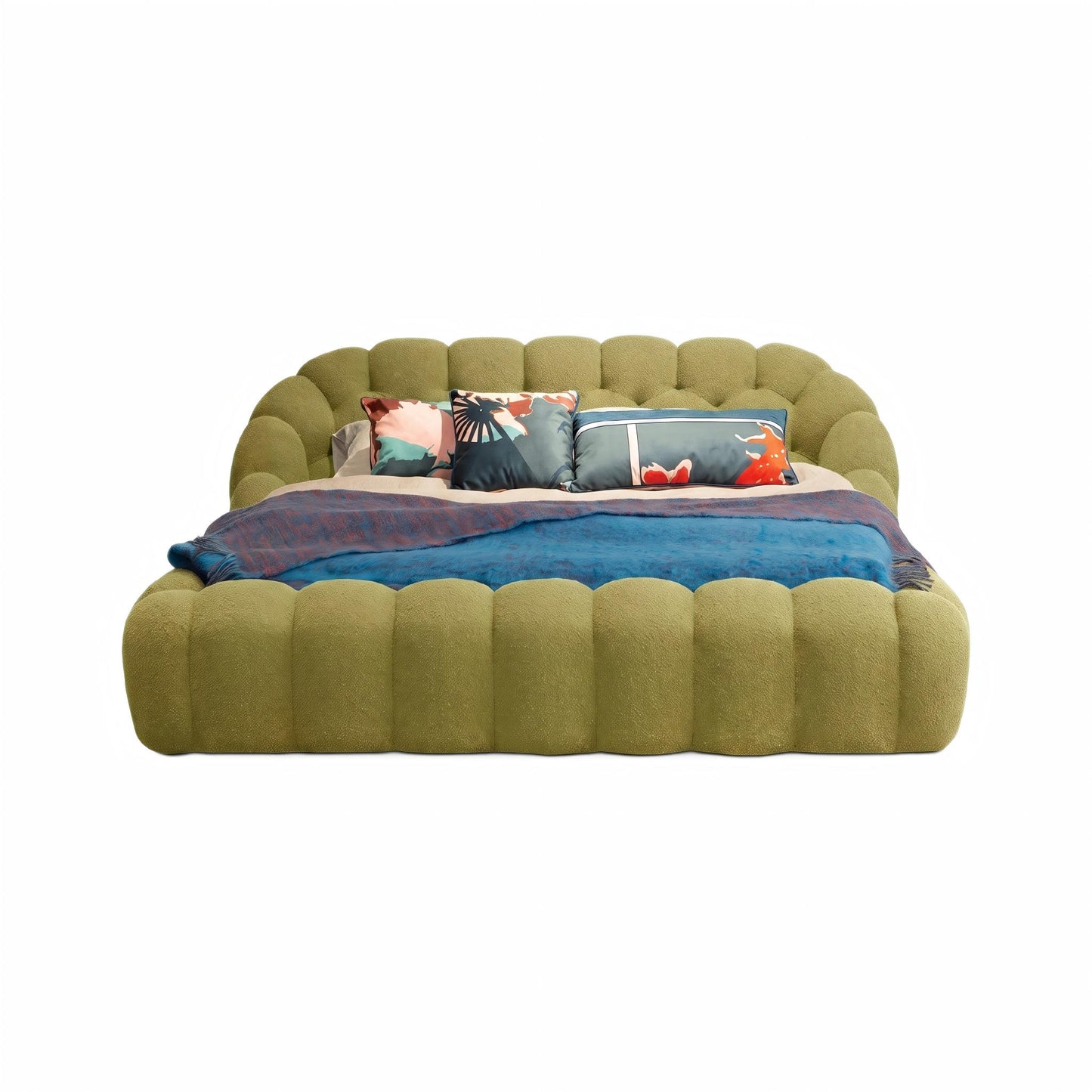 Roche Bobois-Style Football Bed — Premium Teddy Fabric for Wabi-Sabi Master Bedrooms