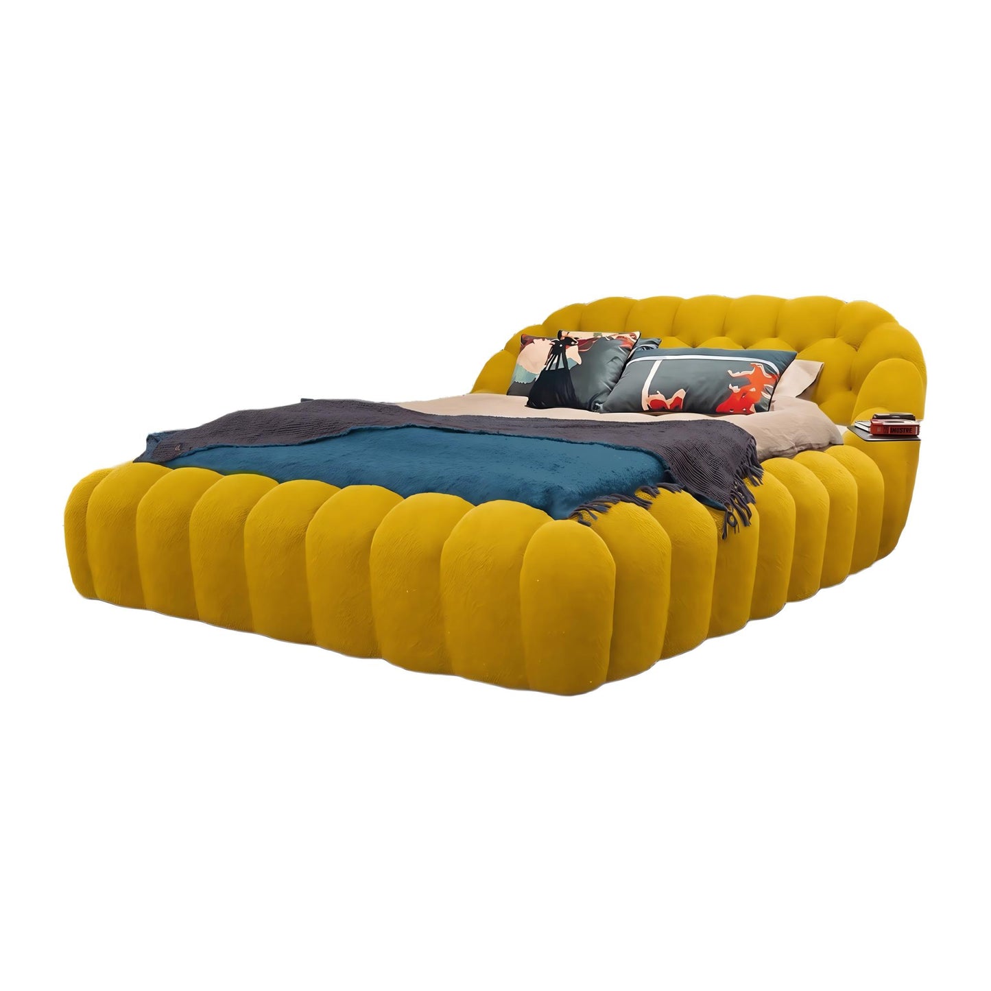 Roche Bobois-Style Football Bed — Premium Teddy Fabric for Wabi-Sabi Master Bedrooms