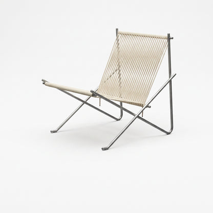 PK4 Lounge Chair Replica – Minimalist Woven Cord & Stainless Steel Design