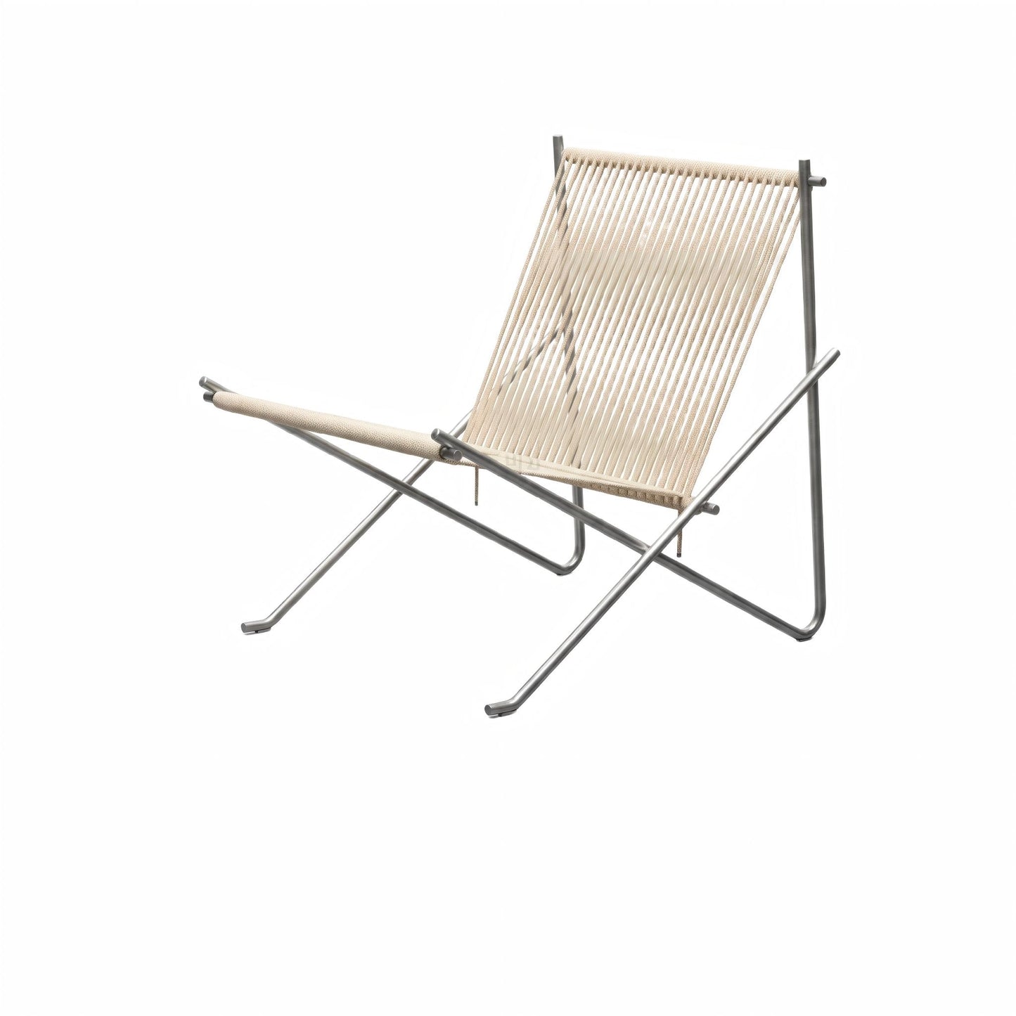 PK4 Lounge Chair Replica – Minimalist Woven Cord & Stainless Steel Design