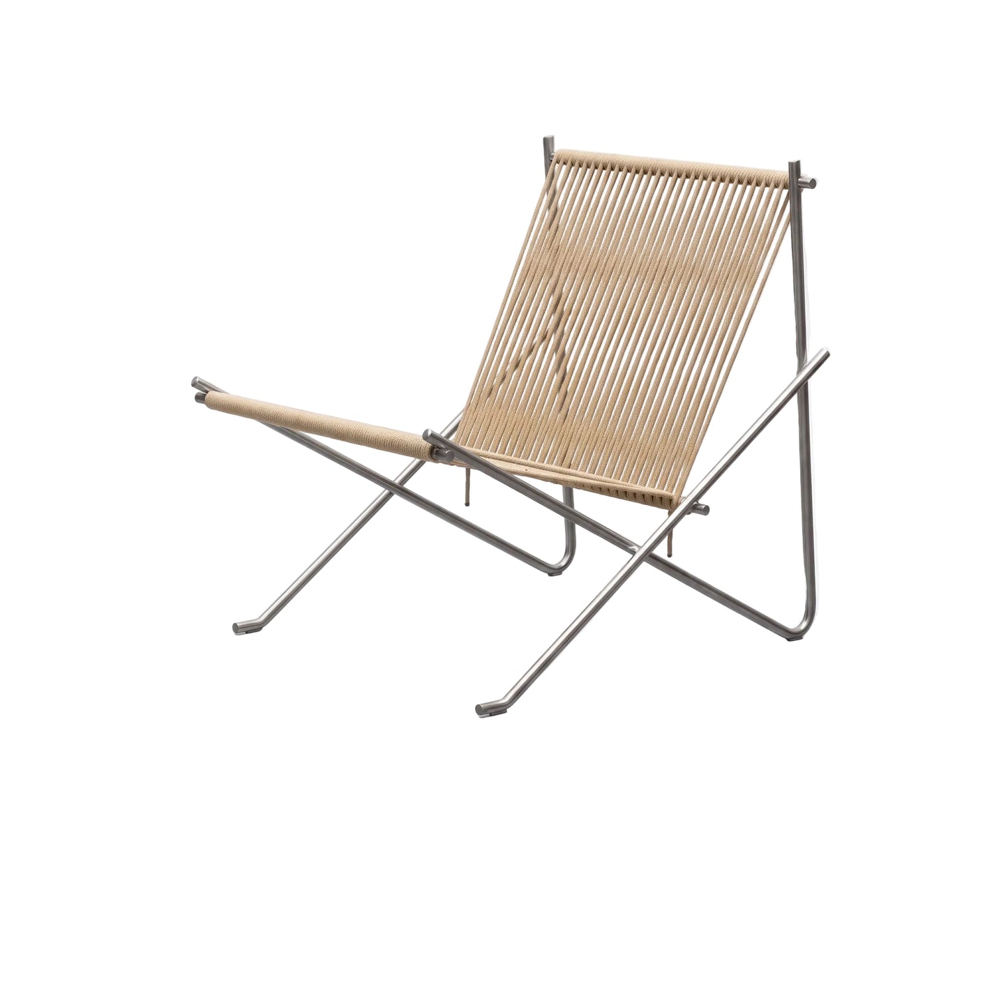 PK4 Lounge Chair Replica – Minimalist Woven Cord & Stainless Steel Design