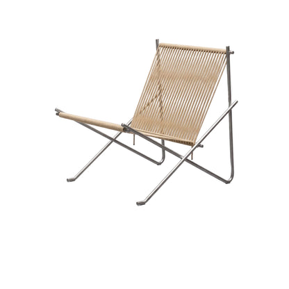 PK4 Lounge Chair Replica – Minimalist Woven Cord & Stainless Steel Design