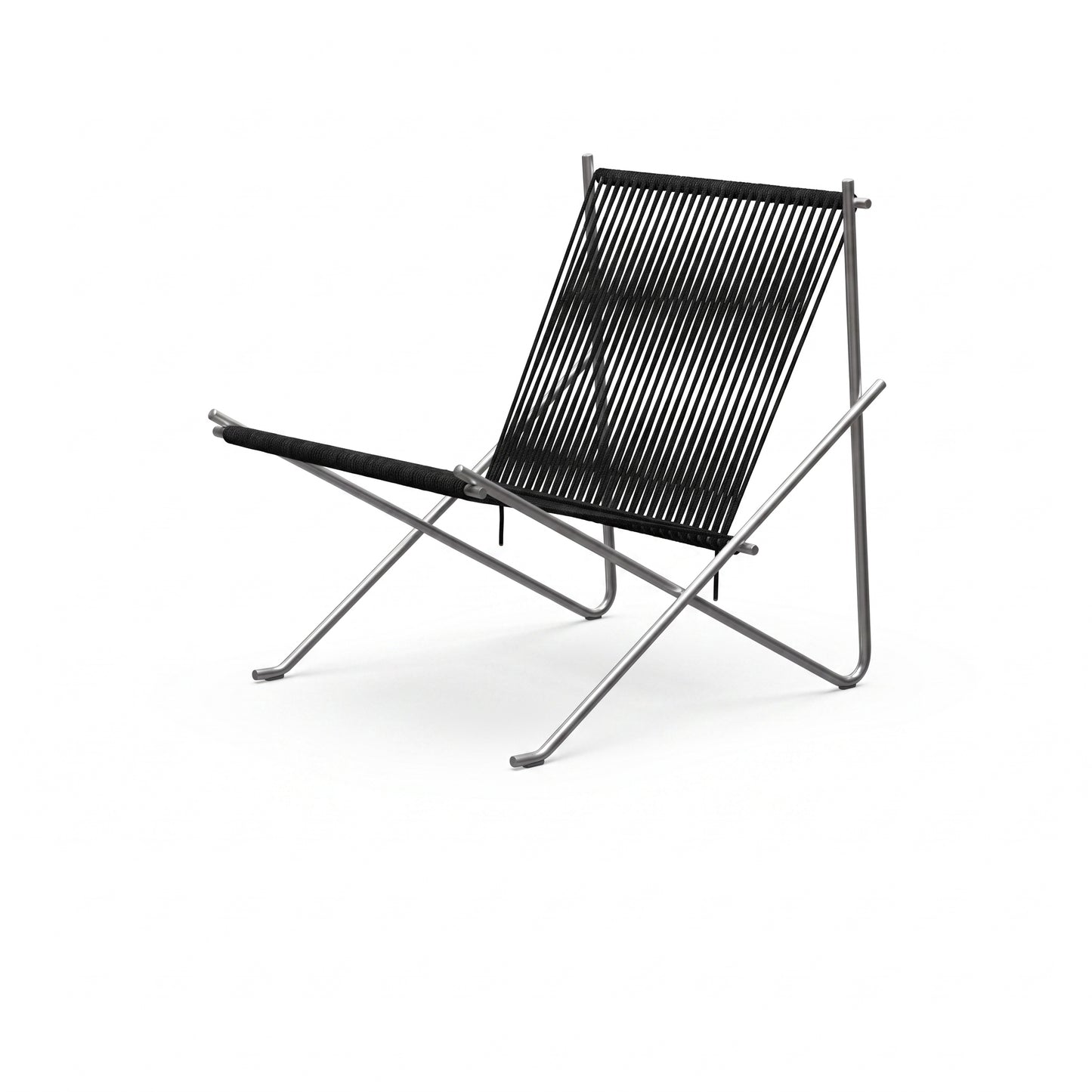 PK4 Lounge Chair Replica – Minimalist Woven Cord & Stainless Steel Design