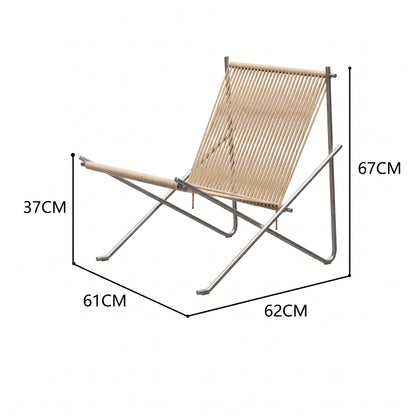 PK4 Lounge Chair Replica – Minimalist Woven Cord & Stainless Steel Design