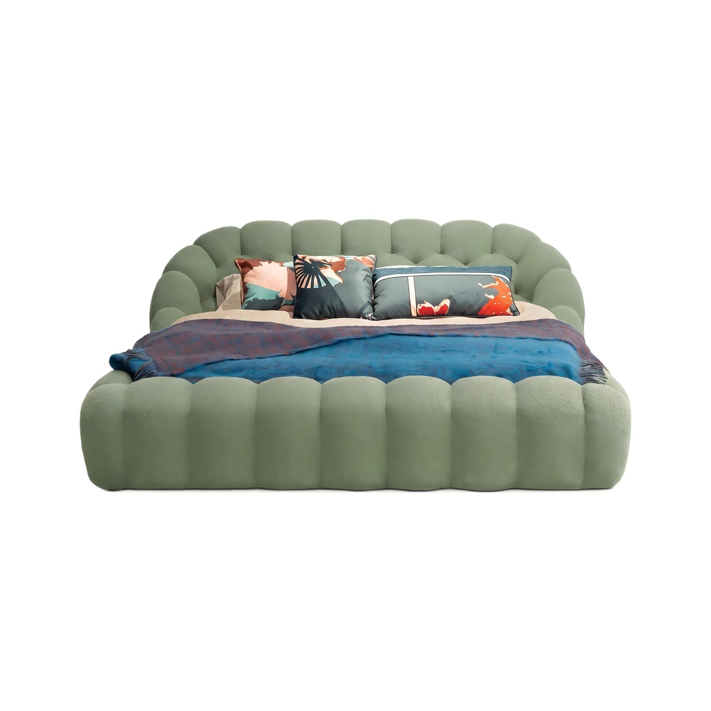 Roche Bobois-Style Football Bed — Premium Teddy Fabric for Wabi-Sabi Master Bedrooms