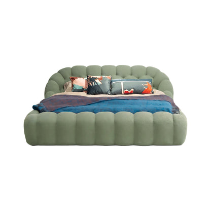Roche Bobois-Style Football Bed — Premium Teddy Fabric for Wabi-Sabi Master Bedrooms