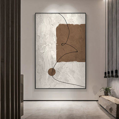 Arte da parete astratta e materica minimalista – Tela neutra con cornice in alluminio