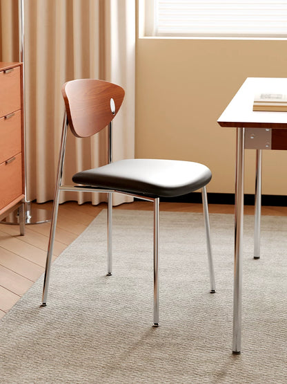 Retro Stainless Steel Lounge Chair – Mid-Century Designer Dining Seat for Cafe & Modern Home