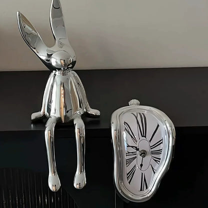 Surrealist Melting Clock – Retro Roman Numeral Desk Corner Clock for Creative Home Decor