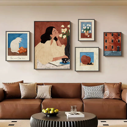 Mid-Century Bauhaus Wall Art – Vibrant Dopamine Geometric Prints for Living Room & Bedroom