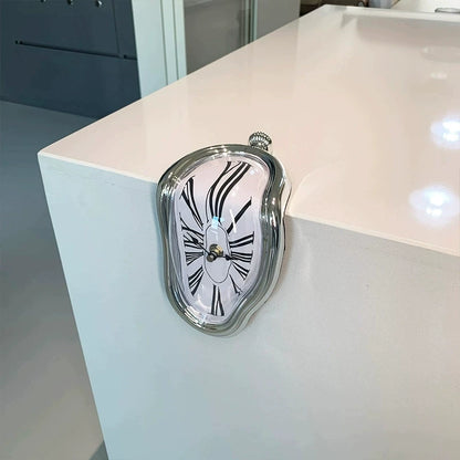 Surrealist Melting Clock – Retro Roman Numeral Desk Corner Clock for Creative Home Decor