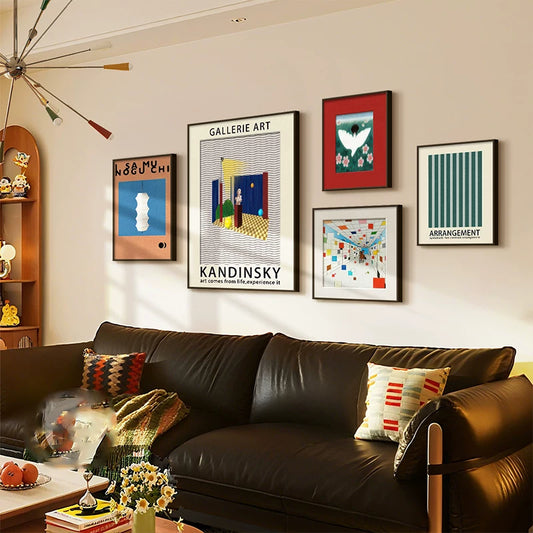 Mid-Century Bauhaus Wall Art – Vibrant Dopamine Geometric Prints for Living Room & Bedroom