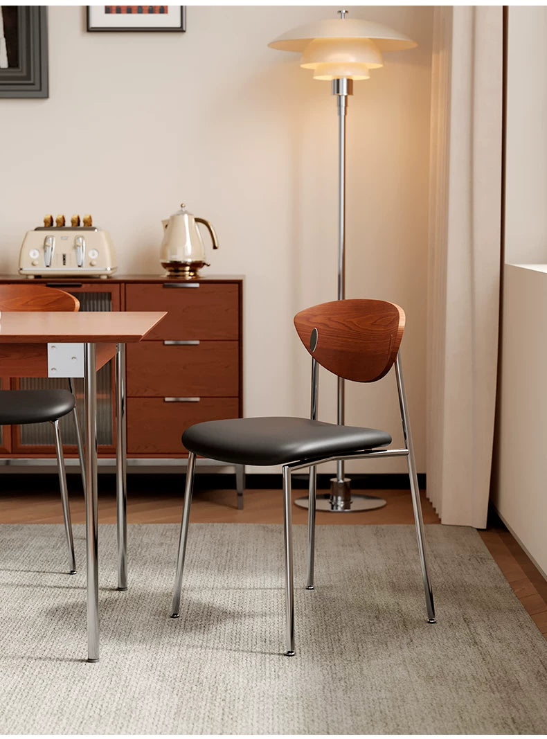 Retro Stainless Steel Lounge Chair – Mid-Century Designer Dining Seat for Cafe & Modern Home