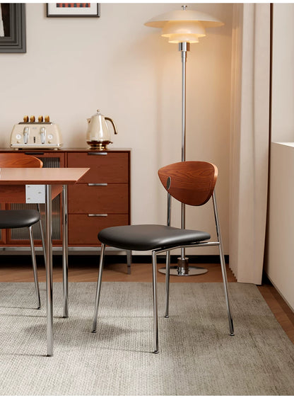 Retro Stainless Steel Lounge Chair – Mid-Century Designer Dining Seat for Cafe & Modern Home