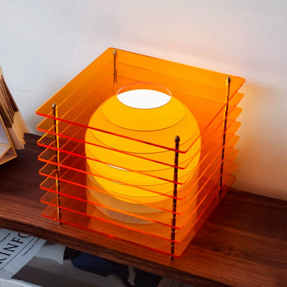 Mid-Century Layered Acrylic Table Lamp – Premium Floating Sunset Ambient Decor